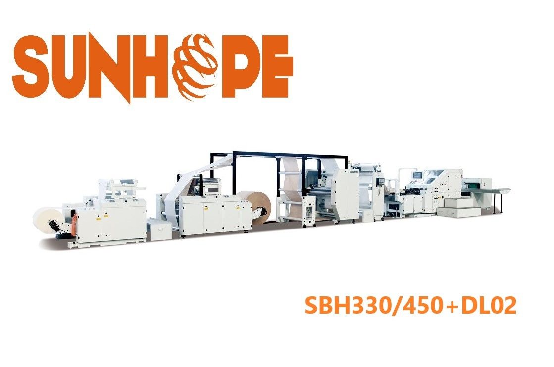 Two Ply Roll Fed Box Type Square Bottom Sunhope Paper Bag Machine